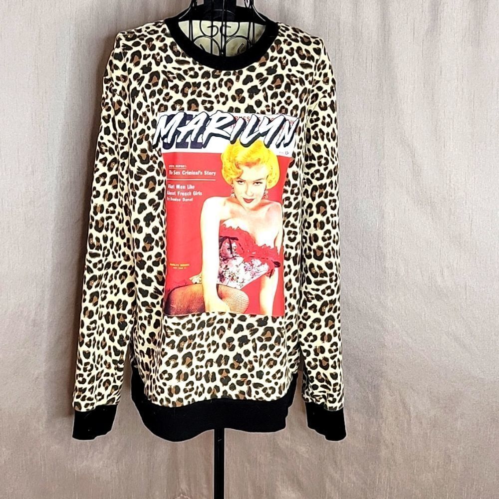 Forever 21 Marilyn Monroe Leopard Print Graphic Sweatshirt Medium